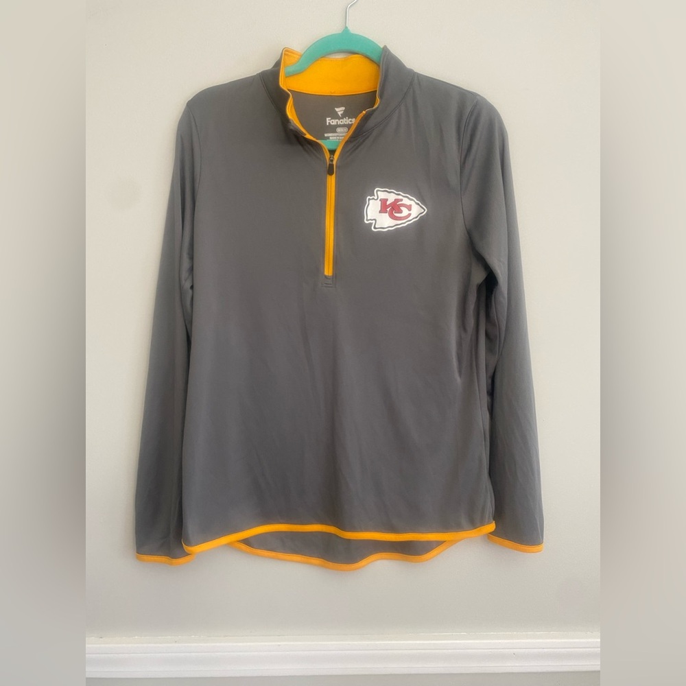 Kansas City Chiefs Fanatics Grey 1/4 Zip Dri Fit Pullover Women's M